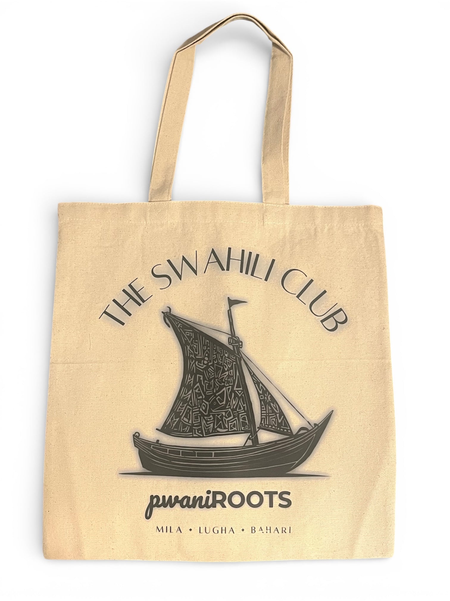 Swahili Dhow Tote – African Print Sail, Black & White