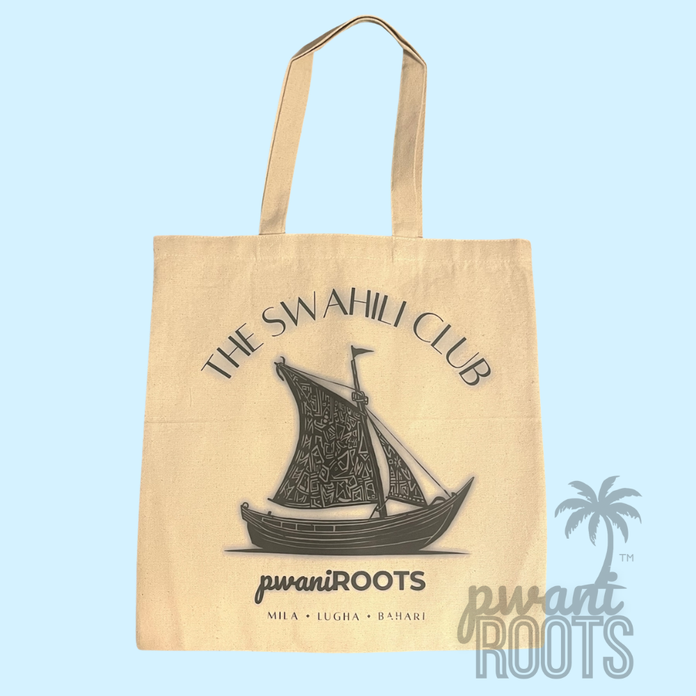 Swahili Dhow Tote – African Print Sail, Black & White